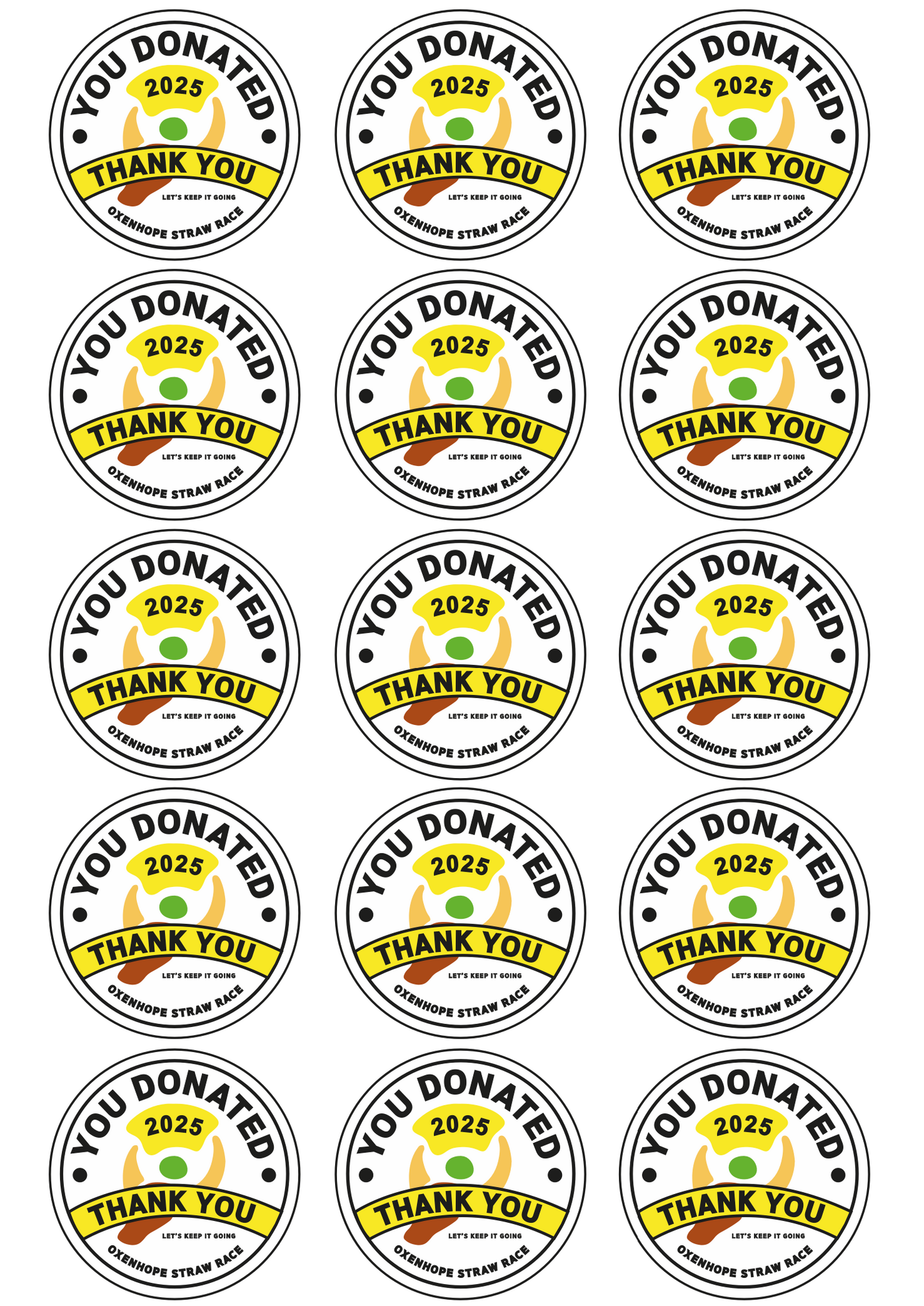 Straw Race Donation Stickers