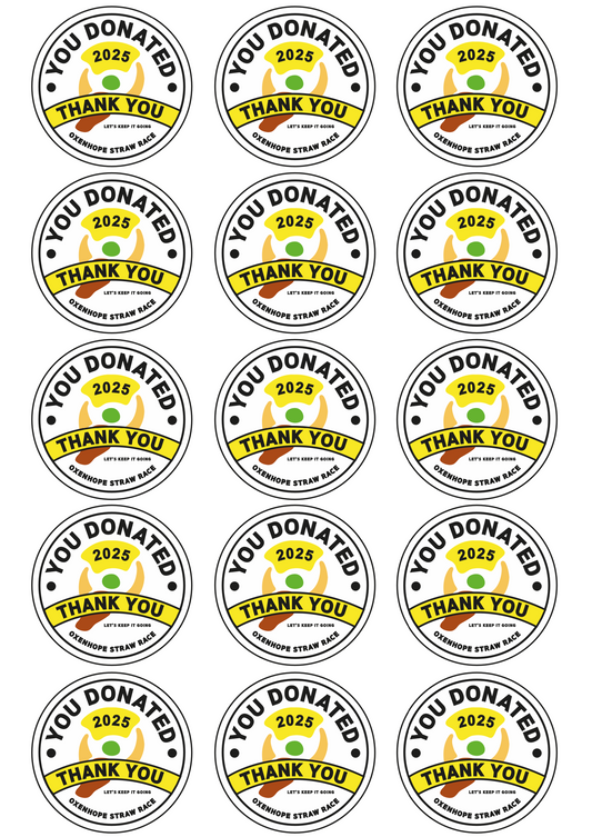 Straw Race Donation Stickers